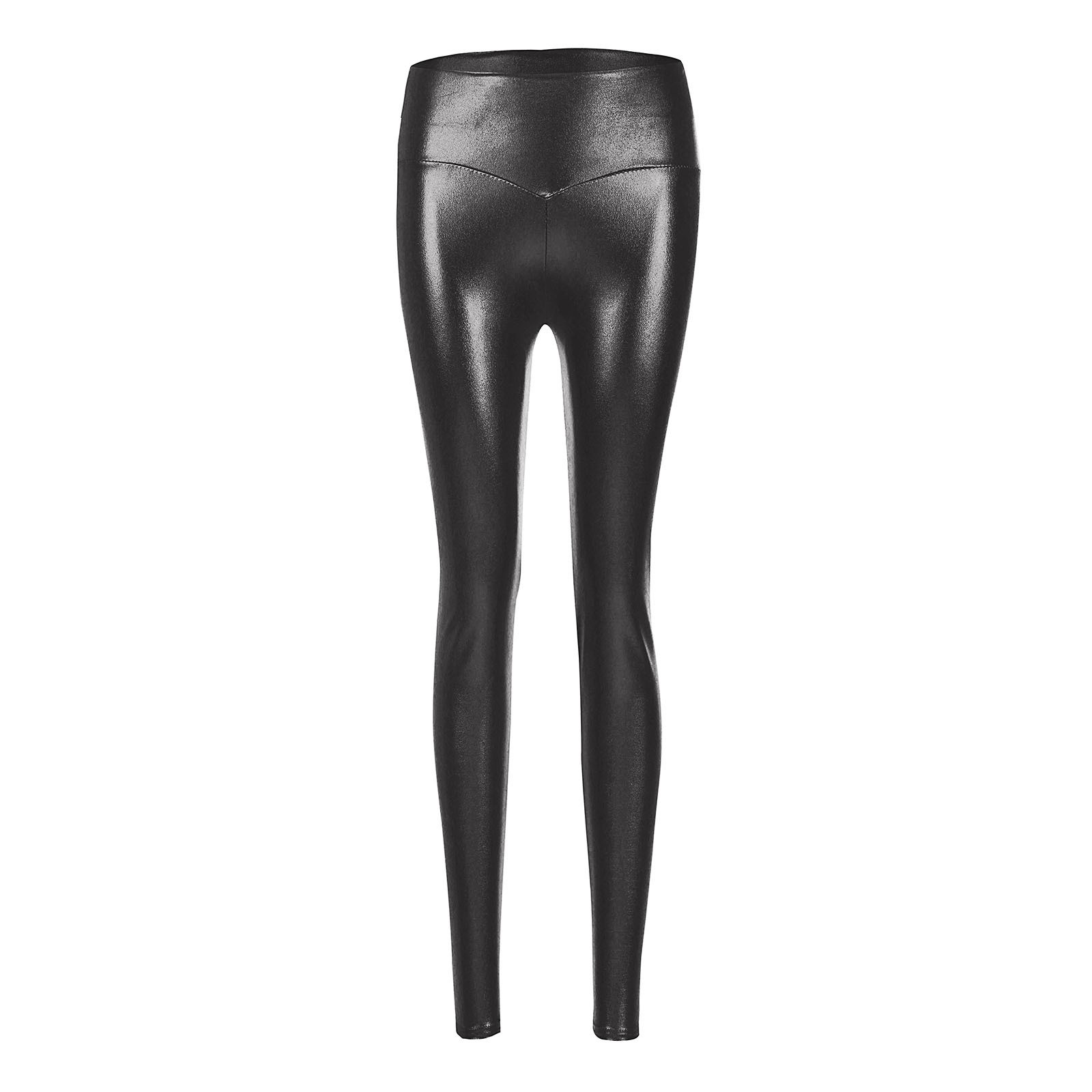 thumbnail image 2 of Leggings de cuero PU brillante y sexy para mujer: pantalones ajustados de cintura alta, tejido elástico, ropa de club/casual, largo completo, tallas S-XL., 2 of 8
